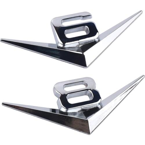 Car Chrome Metal sale V6 V8 logo 3D metal Car Sticker Emblem Badge rear trunk Displacement Decoration styling Accessories