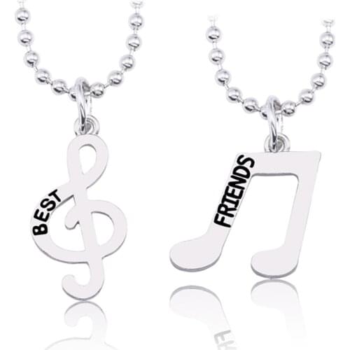 Best Friends Necklace Men And Women 2 Pieces / Set Fashion Music Charm Female Alloy Pendant BFF Friendship Custom Jewelry Gift