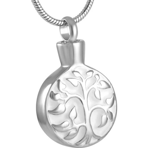IJD8126 Tree of Life Stainless Steel Cremation Keepsake Necklace Pendant Memorial for Ashes Urn Souvenir Jewelry