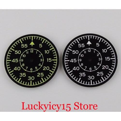 Black Luminous 35.5mm Automatic watch dial fit MIYOTA 8215 MINGZHU 2813 Movement