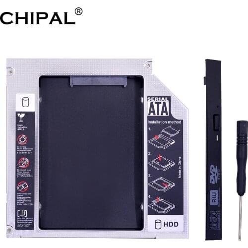 CHIPAL Aluminum Foxconn Chip Optibay 2nd HDD Caddy 12.7mm PATA IDE to SATA for Notebook ODD DVD-ROM for 2.5" SSD Case Enclosure