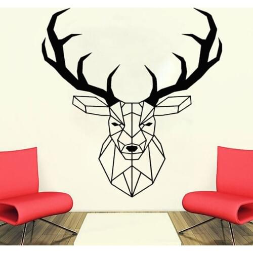 Rustic Nursery Decor Geometric Deer Head Vinyl Sticker Origami Decal For Living Room Cheap Sale Art Home Decor Mural JH07