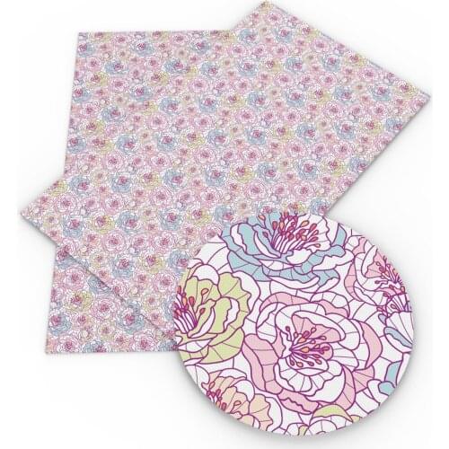 David angie 20*33cm Flower Animal Printed Litchi Faux Synthetic Leather Fabric Patchwork For Bows Bows Patchwork Crafts,1Yc10551