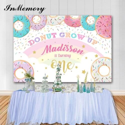 InMemory Donuts Theme Birthday Background Candy Paradise Child 1st Birthday Party Photography Backgrounds Photo Studio Photocall