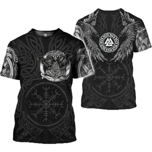 Viking logo printed T-shirt short-sleeved shirt Harajuku hip-hop unisex top 2021 new street fashion style T-shirts