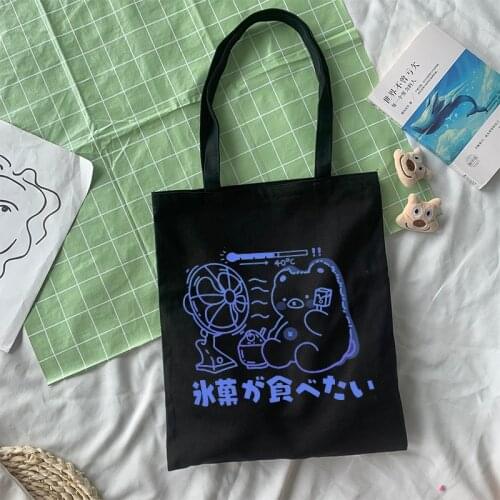 Y2K Japanese anime canvas bag kawaii casual Harajuku large capacity Ulzzang shopper bag ins cartoon women shoulder bags
