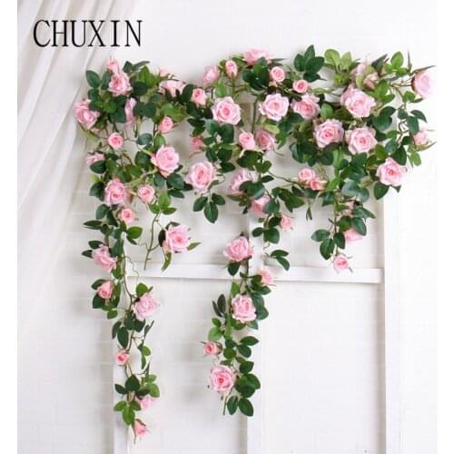 Simulation rose rattan wedding creative decoration fake flowers home air conditioning pipe living room wall hanging flower vine