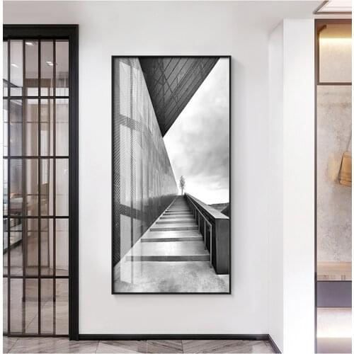 Modern Building Space Black White Art Canvas Painting Abstract Style Picture Decoration Poster For Home Decor Wall Painting