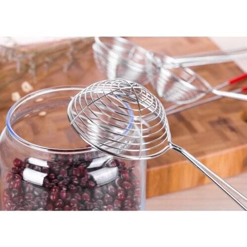Kitchen Metal Wire Spiral Mesh Frying Cooking Skimmer Strainer Filter Ladle