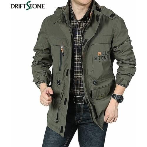 Men Mid-length Jackets Male Outdoor Casual Military Tactical Hooded Coats Spring Autumn Multi-pocket Clothes