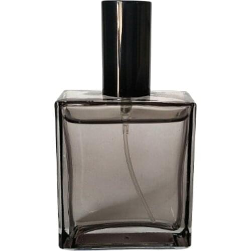 50ml Square Leakproof Glass Perfume Bottle Sprayer Container W/ Black Cap