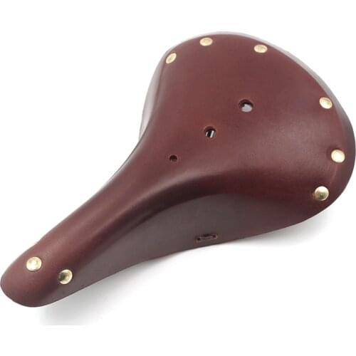Soft Retro Bicycle Saddles Cushion Men Women Handmade Brown Wide Leather Bike Seat for Vintage City Cycling Bicycle Saddle Parts