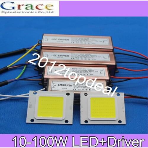 Real Watt COB High Power 10W 20W 30W 50W 220V 110V LED lamp Integrated Chip lamp Bulb F Led Floodlight Driver Spotlight