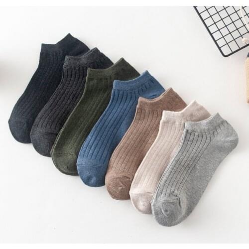 Mens Cotton Socks Business Black Short Ankle Socks Breathable Solid Color Meias Hombre Dress Casual Boat Socks Man Calcetines