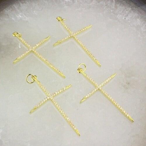 40*25mm 20pcs/lot Fashion colorful cz pendant,cross shape cubic zircon big size charm,necklace/earring component wholesale