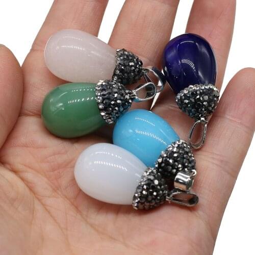 Fashion Round Drop Shape Pendant Charms Natural White Stone Add Colored Pendants DIY Women Jewelry Making Necklace Accessories