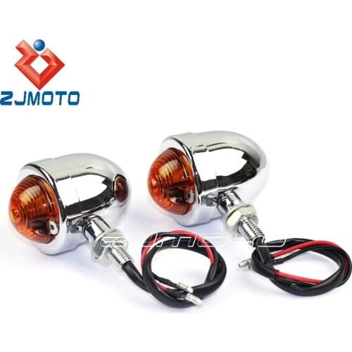 Bullet Chrome Turn Signals Flash Lights 12V Motorcycle Turn Indicators Blinkers Amber Light For Cafe Racer Bobber Chopper