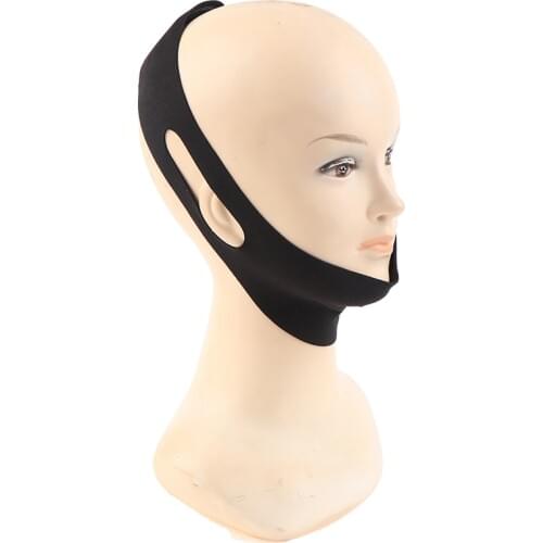 1pc Anti Snoring Chin Strap Belt Stop Snoring Sleep Apnea Jaw Care Sleeping Support Posture Corrector Black Belt For Woman Man