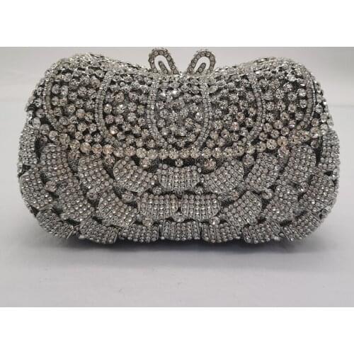 Silver Rhinestone Diamond Evening Clutch Bag Women Wedding Bridal Clutches Best Designer Ladies Prom Dinner Shoulder Handbags