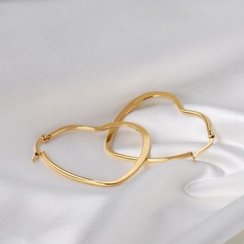316L Stainless Steel Heart Shape Earrings Sweety Hoop Earring Gold/Silver Color for Women Jewelry Accessories