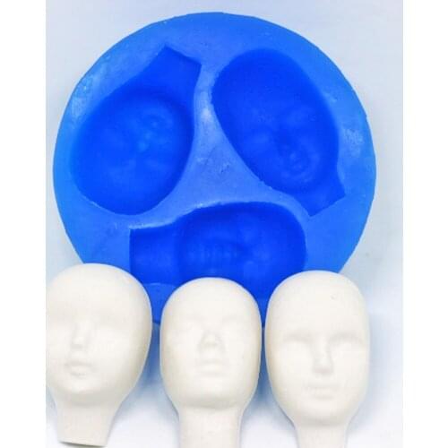 Cute Doll Head Silicone Mold Fondant Resin Clay Baby Face Silicone Mould
