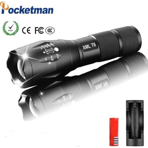 LED Rechargeable Flashlight XML T6 linterna torch 4000 lumens Use 18650 Battery Outdoor Camping Hiking Powerful Led Flashlights