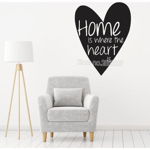 Inspiring Text Wall Sticker Home is where the heart is Vinyl Decal Creative Home Decor Mural Removable Living Room Decals LC197