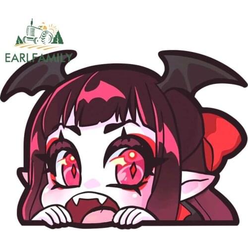 EARLFAMILY 13cm x 9.4cm for Demon Vampire Peeking Car Stickers RV Laptop Windshield Decals Vinyl Scratch-Proof Car Accessoires