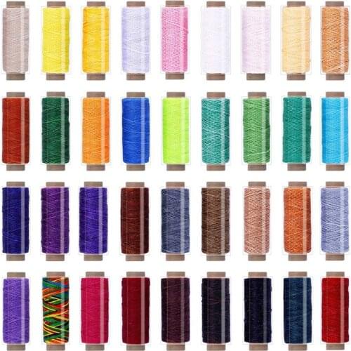 Nonvor 36 Colors Waxed Thread Colorful Leather Sewing Thread Hand Stitching Thread for Hand Sewing Leather and Bookbinding Tool