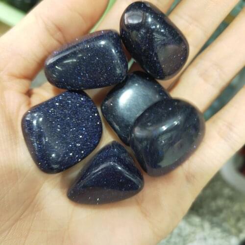 High Quality blue gold sand stone Polished Gravel Specimen crystal ore and minerals happy fish tank stone flashy