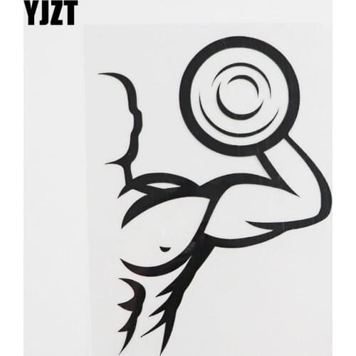 YJZT 10.5CMX14.4CM Gym Sports Art Bodybuilding Fitness Vinyl Car Sticker Black/Silver 8A-0376