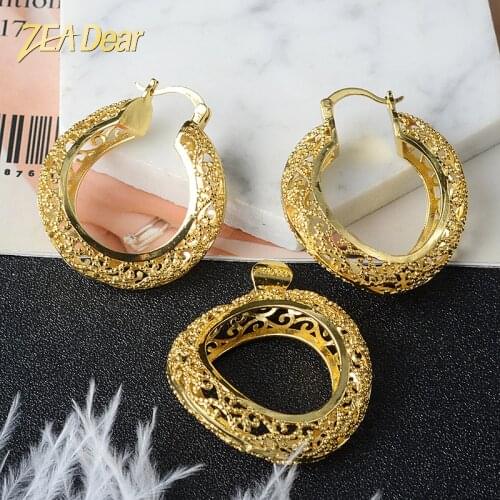 Zea dear Jewelry 2021 Fashion Copper Sets For Women New Design Earrings Pendant High Quality Geometric Wedding Gifts Trendy