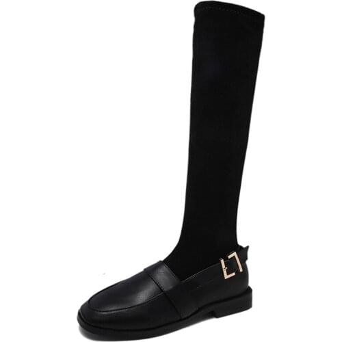 Restore Ancient Ways Belt Round Buckle Socks And Boots 2018 Autumn Winter New Pattern Bottom Woman Ping With Thin Projectile