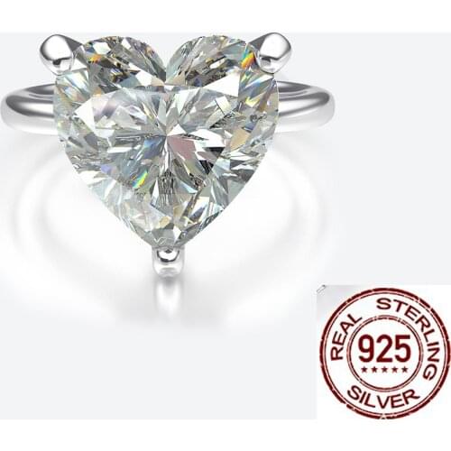 Lovers Heart cut 4ct Diamond Ring 100% Original 925 sterling silver Engagement Wedding band Rings for Women men Fine Jewelry
