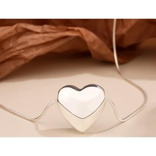 Amaiyllis 925 Sterling Silver Vintage Love Snake Bone Clavicle Chain Necklace Pendant Temperament Heart Choker Necklace Jewelry