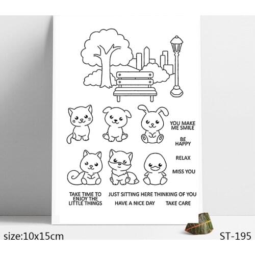 ZhuoAng Cute Animals Cat Dog Rabbit Clear Stamps/Seals For DIY Scrapbooking/Card Making/Album Decorative Silicon Stamp Crafts