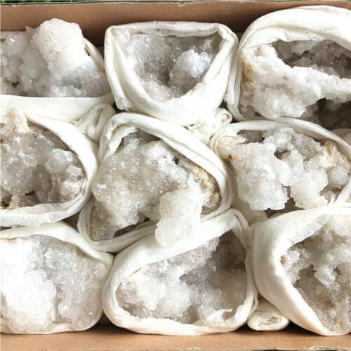 1PC Natural Agate Geode Slice Drusy Druse White Quartz Cluster Crystal Points Minerals Specimen Party Decoration