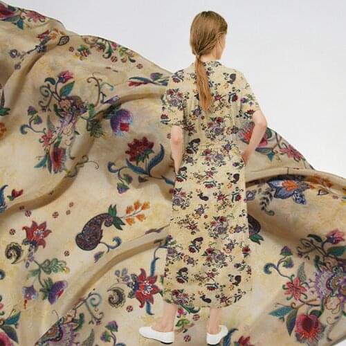 138 * 50cm Silk Spray- Print Crepe -De-Chine Sleeve Fabric for Dress Shirt