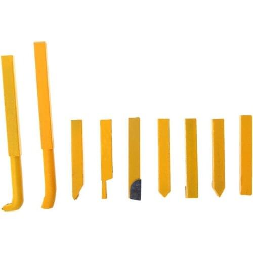 203F 9Pcs 10x10mm Carbide Tipped Lathe Metal Cutter Cutting Tools Set Turning Boring