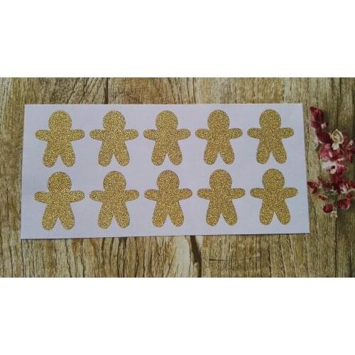 3.8x3.3cm Gold Glitter Stick Seal - Cute Gingerbread Man
