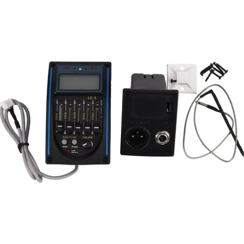5 Band EQ Equalizer Pickup, Acoustic Guitar Preamplifier Tuner with LCD Tuner and Volume Control LC-5