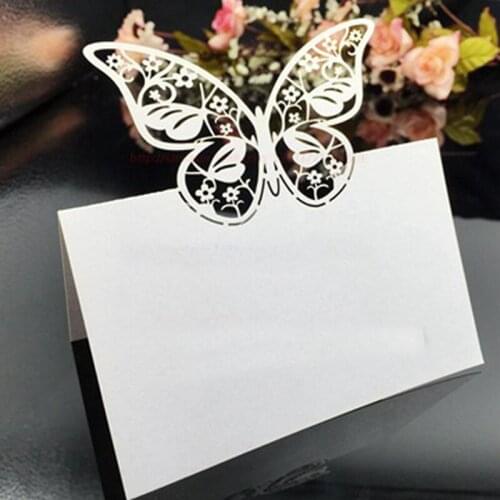 50pcs Laser Cut Butterfly Shaped Table Name Place Cards Chic Favor Message Setting Name Card Wedding Birthday Party Supplies