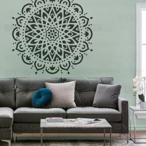 60cm - 100cm Stencil For Walls Large Mandala Template Reusable Paint Giant Mandala Indian Arabic Ethnic Round Flower S057