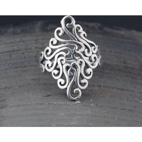 Bohemian Charm Boho Flower Rings For Women Lover Wedding Bridal Valentines Gifts Men Open Retro Antique Rings 2021