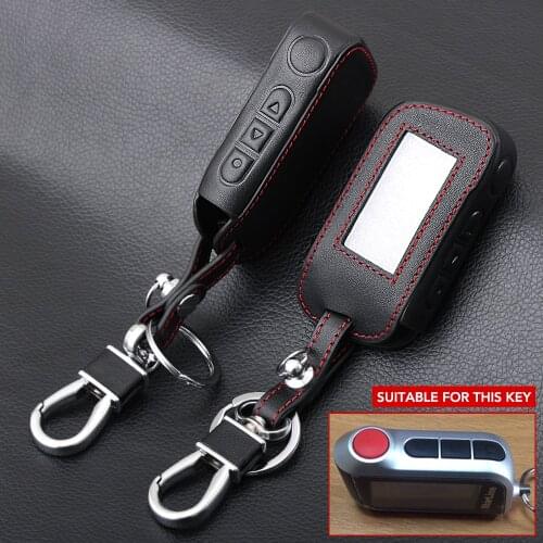A66 Genuine Leather Key Fob Cases For StarLine A93 A63 A39 A36 Two Way Car Alarm System Remote Controller LCD KeyChain