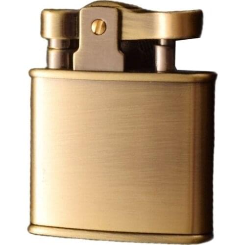 Zinc Alloy Retro Vintage Grinding Wheel Gasoline Lighter Push Type Ignition 52*42*14mm