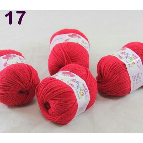 Color Optional 4 ballsX50g Cashmere Silk Velvet Children Hand Kintting Yarn 1817 Hot Red