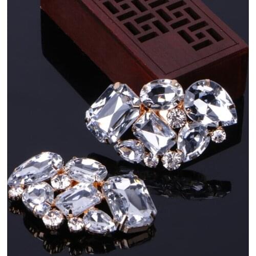 Q39C Color Shoe Clips Fashion Triangle Glass Wedding Bridal Decoration Accessories