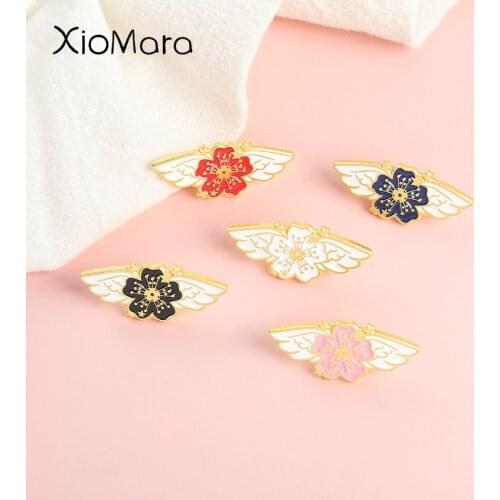 Oriental Cherry Enamel Pin Badge Brooch Bag Clothes Lapel pin buckle Wings Litttle Exquisite Gift For Kids Friends Women