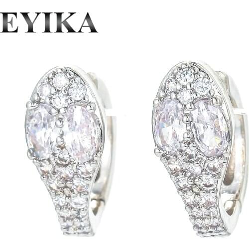 EYIKA Delicate Silver Plated Pave Cubic Zirconia Snake Hoop Earrings Charm Women Serpent Crystal Pendientes Aro Unique Jewelry